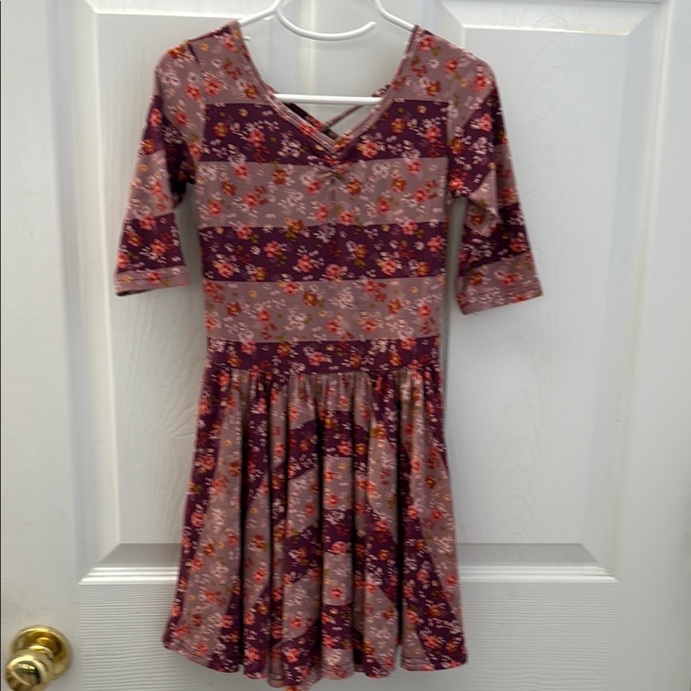 Dot Dot Smile Size 5/6 Girls Kids Floral Patterned Dress with 3/4 Sleeves